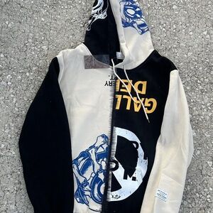 Gallery Dept HoodieMens Black Off-White Split Upside Down Logo Streetwear Design